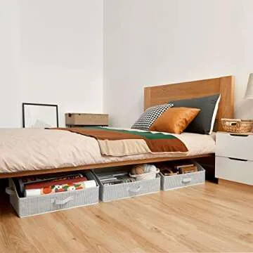 GRANNY SAYS Closet Storage Bins, Storage Baskets for Shelves, Closet Organizers and Storage Boxes, Decorative Storage Containers for Organizing Camper Shelving, White/Black, 3-Pack