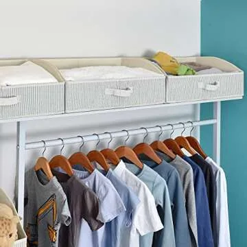 GRANNY SAYS Closet Storage Bins, Storage Baskets for Shelves, Closet Organizers and Storage Boxes, Decorative Storage Containers for Organizing Camper Shelving, White/Black, 3-Pack