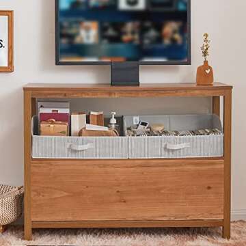 GRANNY SAYS Closet Storage Bins, Storage Baskets for Shelves, Closet Organizers and Storage Boxes, Decorative Storage Containers for Organizing Camper Shelving, White/Black, 3-Pack