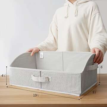 GRANNY SAYS Closet Storage Bins, Storage Baskets for Shelves, Closet Organizers and Storage Boxes, Decorative Storage Containers for Organizing Camper Shelving, White/Black, 3-Pack