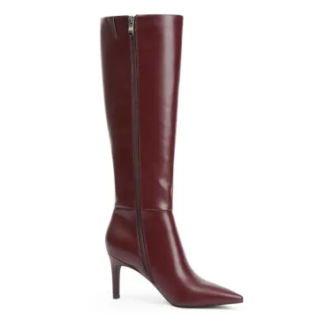Stylish Easyfox Burgundy Knee High Boots for Women