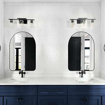 Catollova Arched Wall Mirror 24"x36", Metal Black Frame Bathroom Mirror, Wall decoration mirror, Suitable for Bedroom, Living Room, Entrance