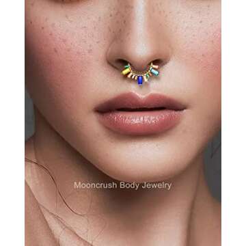 Mooncrush 16G Colorful CZ Septum Ring - Elegant Jewelry