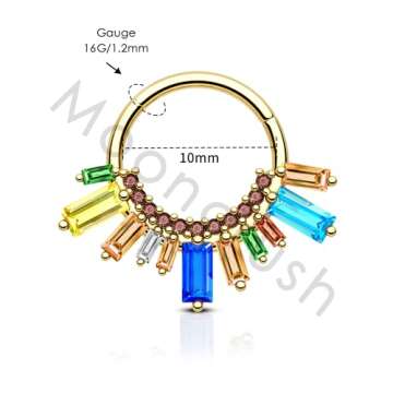 Mooncrush 16G Colorful CZ Septum Ring - Elegant Jewelry