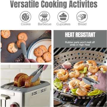 Hotec Mini Silicone Kitchen Tongs - Versatile Cooking Essentials