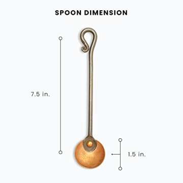 Copper and Steel Coffee Scoop | Food Grade & Measures 2 Tsp | Antique & Rustic Cast Iron Metal Spoon...