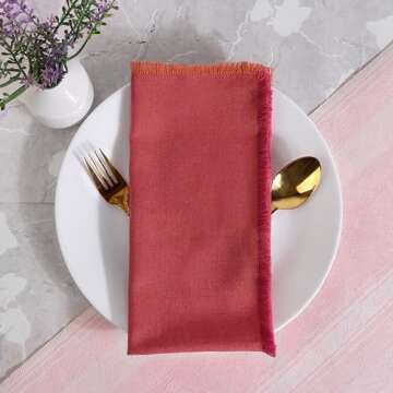 Fingercraft Cloth Napkins Set of 12 with Fringe Design