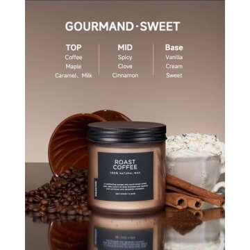 M&SENSE Coffee Candles Scented Strong, 2 Wick Jar Candle 11.6oz, 70 Hours Burning Time, Organic Natu...