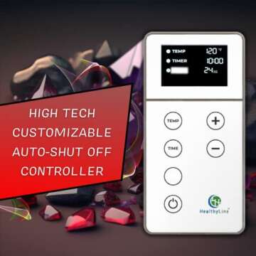 HealthyLine TAO Far Infrared Heating Pad - Small Natural Crystal Gemstones Mat for Back Pain - Electric Auto Shut Off - Rejuvenating Negative Ions Therapy - 32" x 20"