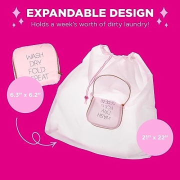 Miamica Pink Travel Laundry Bag Expandable Durable Foldable