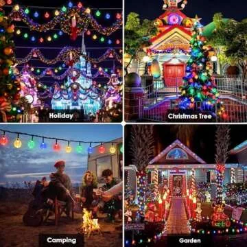 Multicolor 2-Pack 100 LED 64FT Crystal Globe Solar Christmas Lights Outdoor, Waterproof Solar Lights...