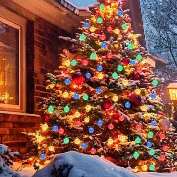 Multicolor 2-Pack 100 LED 64FT Crystal Globe Solar Christmas Lights Outdoor, Waterproof Solar Lights Outdoor with 8 Lighting Modes, Solar Christmas Tree Lights for Christmas Decorations (Multicolor)