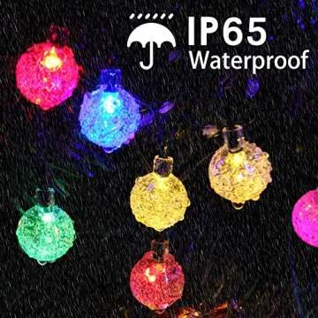 Multicolor 2-Pack 100 LED 64FT Crystal Globe Solar Christmas Lights Outdoor, Waterproof Solar Lights Outdoor with 8 Lighting Modes, Solar Christmas Tree Lights for Christmas Decorations (Multicolor)