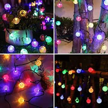 Multicolor 2-Pack 100 LED 64FT Crystal Globe Solar Christmas Lights Outdoor, Waterproof Solar Lights Outdoor with 8 Lighting Modes, Solar Christmas Tree Lights for Christmas Decorations (Multicolor)
