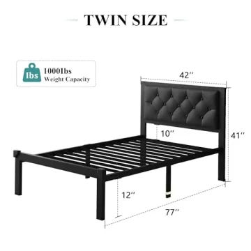 iPormis Stylish Twin Metal Bed Frame with Underbed Storage
