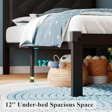 iPormis Stylish Twin Metal Bed Frame with Underbed Storage