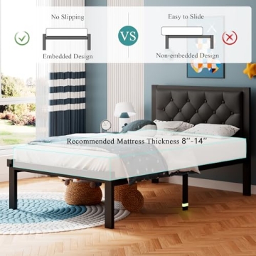 iPormis Stylish Twin Metal Bed Frame with Underbed Storage