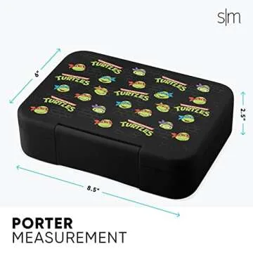 Simple Modern Nickelodeon Viacom Bento Lunch Box for Kids | BPA Free, Leakproof, Dishwasher Safe | Lunch Container for Boys, Toddlers | Porter Collection | 5 Compartments | TMNT: Turtles Unite