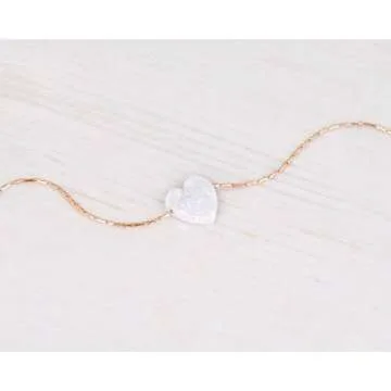 Elegant Rose Gold Opal Heart Choker Necklace for Women