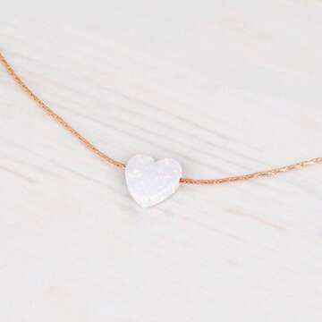 Elegant Rose Gold Opal Heart Choker Necklace for Women