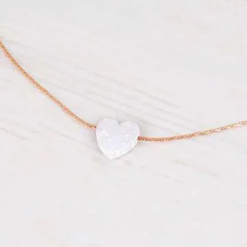Elegant Rose Gold Opal Heart Choker Necklace for Women