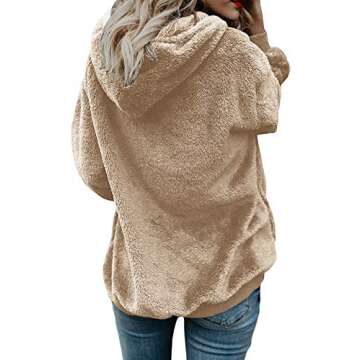 ReachMe Women's Warm Fuzzy Zip Up Hoodie Oversized Sherpa Jacket with Pockets Faux Fur Fleece Winter...