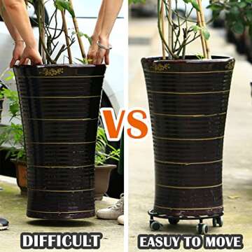 5 Pack Plant Caddy with Wheels Heavy Duty 16 Inch Large Metal Plant Stand with Wheels Plant Dolly Ro...