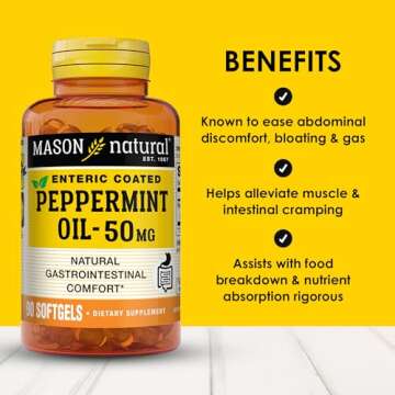 MASON NATURAL Peppermint Oil 50 mg Enteric Coated - Natural Gastrointestinal Comfort, Supports a Hea...