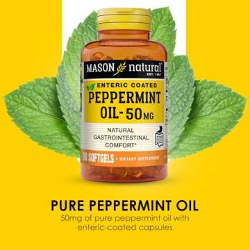 MASON NATURAL Peppermint Oil 50 mg Enteric Coated - Natural Gastrointestinal Comfort, Supports a Healthy Gut, Bowel Soothing Dietary Supplement, 90 Softgels.