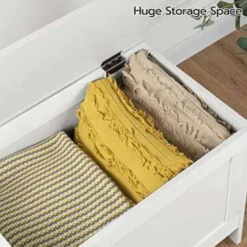 HOOBRO Toy Box, Retro Wooden Look Storage Chest with Safety Hinge, Entryway Storage Bench Supports 220 lb, 39.4 x 15.7 x 18.9 Inches Toy Chest Organizer, Easy Assembly (White)