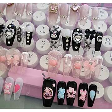 CATEAR Press on Nail Organizer with 48pc Adhesive Kit