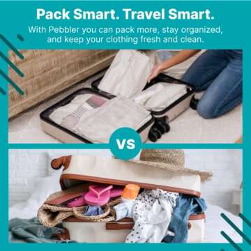 5 Piece Packing Cubes for Travel in Sizes (X-Large, Large, Medium, Small) by Pebbler | Organizers fo...