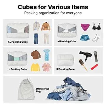 5 Piece Packing Cubes for Travel in Sizes (X-Large, Large, Medium, Small) by Pebbler | Organizers for Suitcases, Carry Ons, Duffle Bags, Backpacks, Moving | Bonus Laundry Bag (Desert Sand)