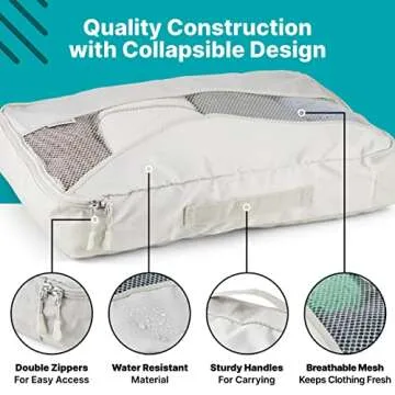 5 Piece Packing Cubes for Travel in Sizes (X-Large, Large, Medium, Small) by Pebbler | Organizers for Suitcases, Carry Ons, Duffle Bags, Backpacks, Moving | Bonus Laundry Bag (Desert Sand)