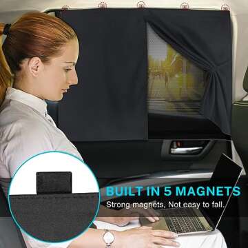 Car Window Shades - Magnetic Double Layer Auto Sun Shade for Full Privacy & Comfort