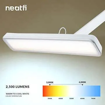 Neatfi (New Model) XL 2,500 Lumens LED Task Lamp with Clamp, 3 Light Modes, 3000-6000K Correlated Co...