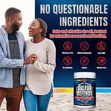 Sulfur Defense Opti-MSM 99.9% Pure MSM Powder Made in The USA - Organic Methylsulfonylmethane Crystals - Vegan, Non-GMO, Gluten-Free - 16 Fl Oz