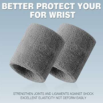 BEACE Sweatbands Sports Wristband for Men & Women - Moisture Wicking Athletic Cotton Terry Cloth Sweatband for Tennis, Basketball, Running, Gym, Working Out