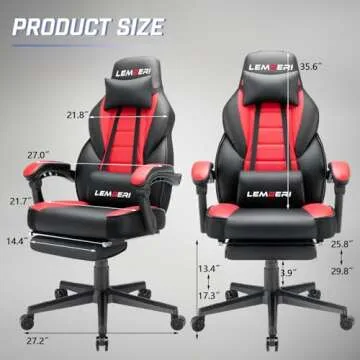 LEMBERI Video Game Chairs with footrest, Big and Tall Gamer Chair for Adults, 400lb Capacity, Racing Style Computer Chair with Headrest and Lumbar Support