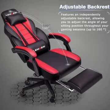 LEMBERI Video Game Chairs with footrest, Big and Tall Gamer Chair for Adults, 400lb Capacity, Racing Style Computer Chair with Headrest and Lumbar Support