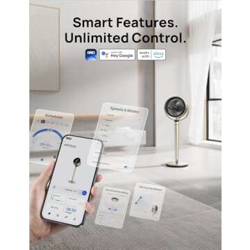 Dreo Smart 43'' Pedestal Fan with Quiet Oscillation & Control