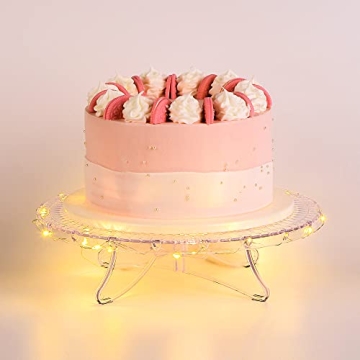 NWK 12inch Lighted Cake Stand with String Lights for Elegant Dessert Displays