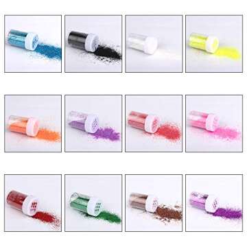 Slime Glitter,Set of 24 Colors,Multi Purpose Glitter Powder Glitter Shake Jars for Arts,Crafts,Decoration Weddings Cards Flowers, for Painting Scrapbooking,Body,Face,Nail,Glitter Slime Making
