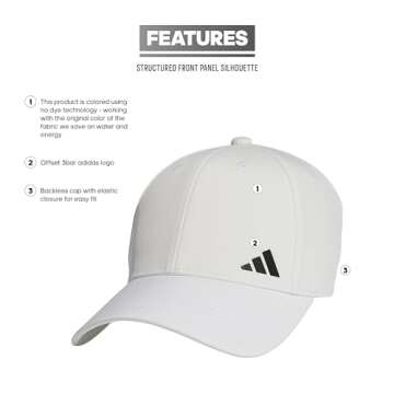 adidas Women's Backless Ponytail Hat Adjustable Fit Baseball Cap, Non Dyed White/Non Dyed White/Black, One Size