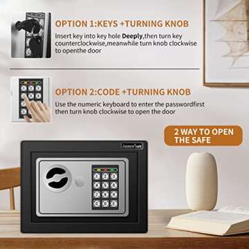 JUGREAT Safe Box with Induction Light,Electronic Digital Security Safe Steel Construction Hidden wit...