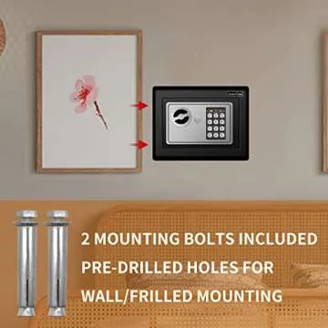 JUGREAT Safe Box with Induction Light,Electronic Digital Security Safe Steel Construction Hidden with Lock，Wall or Cabinet Anchoring Design for Home Office Hotel Business 0.23 Cubic Feet Black