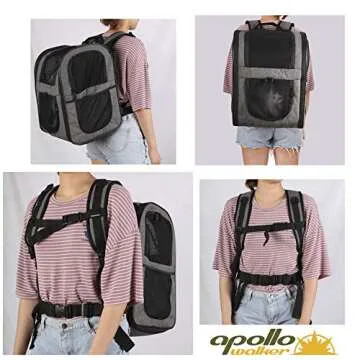Apollo Walker Pet Carrier Backpack for Large/Small Cats and Dogs, Puppies, Safety Features and Cushion Back Support | for Travel, Hiking, Outdoor Use (Gray)