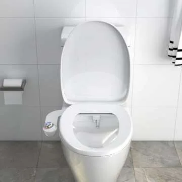 Bio Bidet Slim Glow Bidet Attachment for Toilet, Non Electric, Self Cleaning Dual Nozzles for Front and Rear Cold Water Wash, Night Light Knob, White