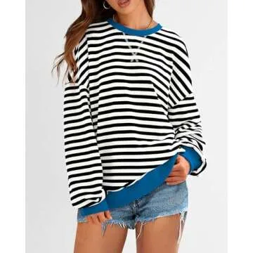 BTFBM Womens Striped Pullover | Trendy Y2K Sweatshirts