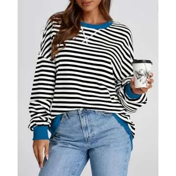 BTFBM Womens Striped Pullover | Trendy Y2K Sweatshirts